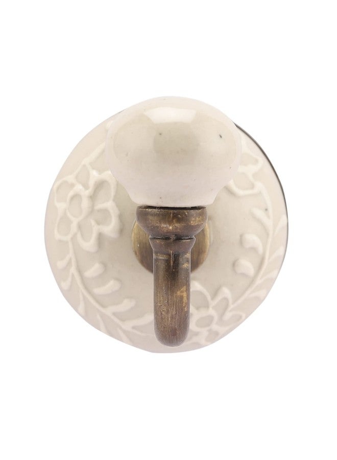 miah decor خطافات حائط عملية مصنوعة يدويًا من السيراميك المنقوش من ميا ديكور، لون أبيض - Image 5